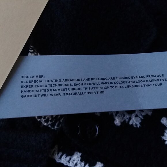 Crochet Floral Square Patchwork Black Ivory Polo Knit Button Shirt by Sandstone - Picture 7 of 8